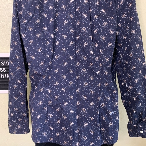 Champs Denim Women’s Ruffled Button Down Paisley Print Work Blouse Size Large - Picture 5 of 9